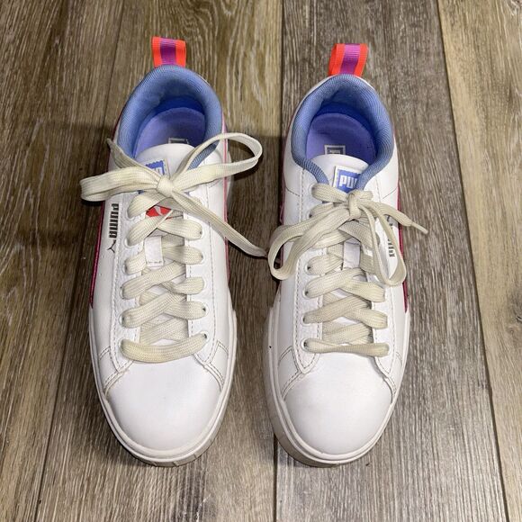Puma Mayze Glitz Girls Youth US Size 5 Platform 385142-01 Shoes White Pink Blue - Picture 4 of 11